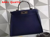 Fendi Peekaboo Regular Handbag in Navy Blue Grained Calfskin and Snakeskin Replica