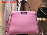 Fendi Peekaboo Regular Handbag in Pink Roman Leather with Elaphe Covered Handle Replica
