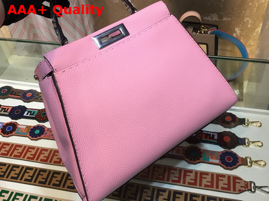 Fendi Peekaboo Regular Handbag in Pink Roman Leather with Elaphe Covered Handle Replica