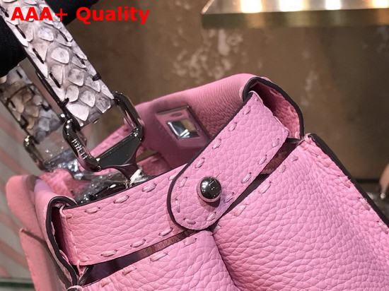 Fendi Peekaboo Regular Handbag in Pink Roman Leather with Elaphe Covered Handle Replica