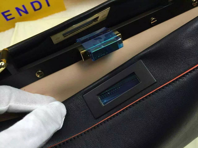 Fendi Peekaboo Regular Handbag in Smooth Black Calfskin for Sale