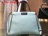 Fendi Peekaboo Regular Handbag in Turquoise Roman Leather with Elaphe Covered Handle Replica