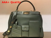 Fendi Peekaboo Regular Pocket Handbag in Green Calf Leather Replica