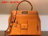 Fendi Peekaboo Regular Pocket Handbag in Orange Calf Leather Replica