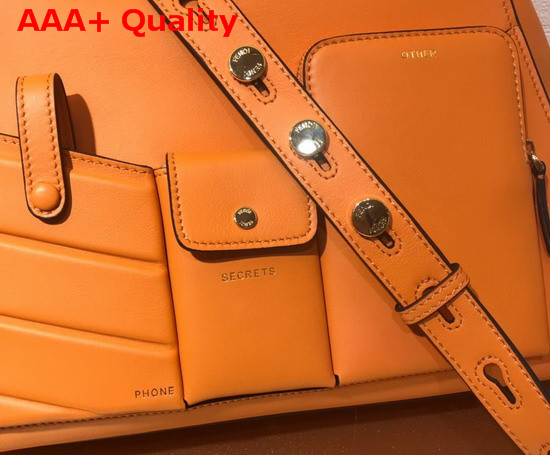 Fendi Peekaboo Regular Pocket Handbag in Orange Calf Leather Replica