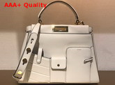Fendi Peekaboo Regular Pocket Handbag in White Calf Leather Replica