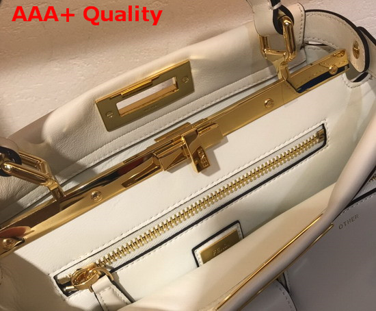 Fendi Peekaboo Regular Pocket Handbag in White Calf Leather Replica