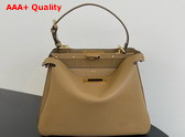 Fendi Peekaboo Soft Medium Cappuccino Colored Leather Bag Replica