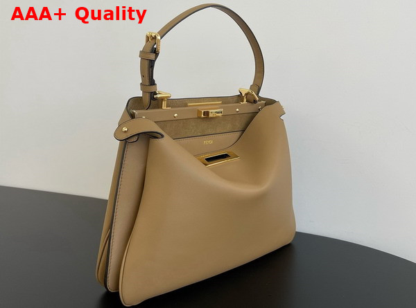 Fendi Peekaboo Soft Medium Cappuccino Colored Leather Bag Replica