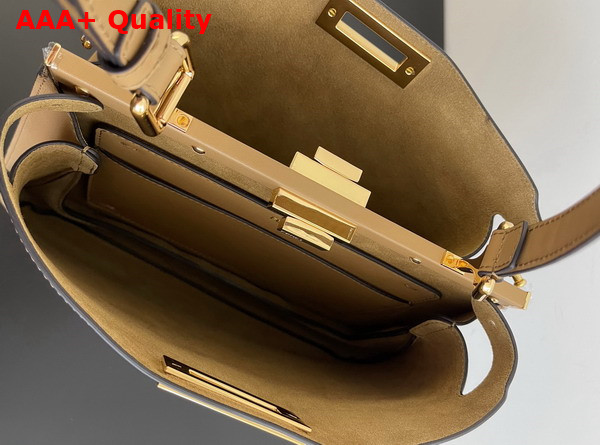 Fendi Peekaboo Soft Medium Cappuccino Colored Leather Bag Replica