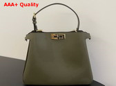 Fendi Peekaboo Soft Medium Dark Green Leather Bag Replica