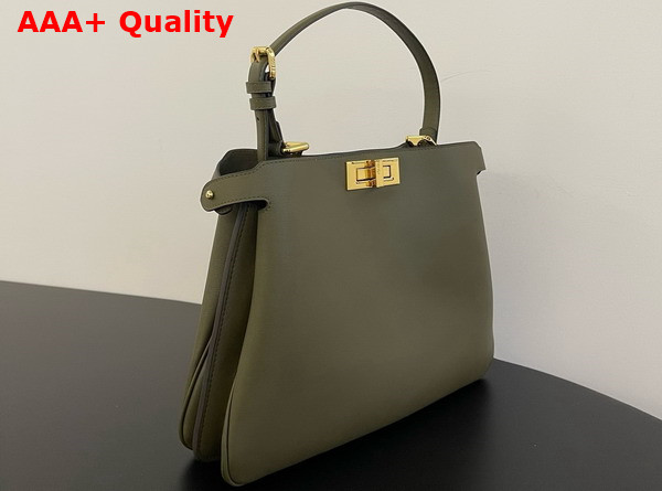 Fendi Peekaboo Soft Medium Dark Green Leather Bag Replica