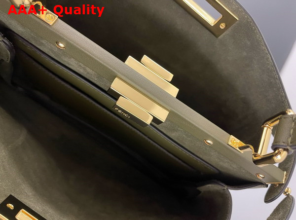 Fendi Peekaboo Soft Medium Dark Green Leather Bag Replica