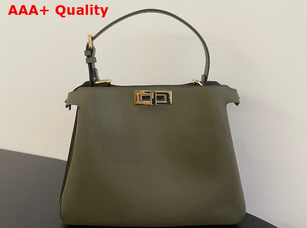 Fendi Peekaboo Soft Medium Dark Green Leather Bag Replica