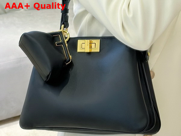 Fendi Peekaboo Soft Small Black Leather Bag Replica