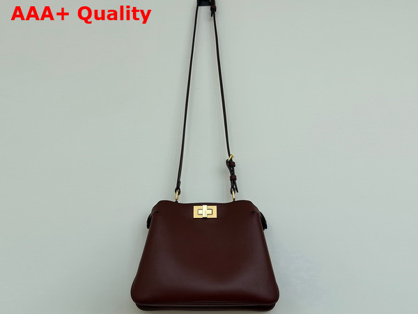 Fendi Peekaboo Soft Small Burgundy Leather Bag Replica