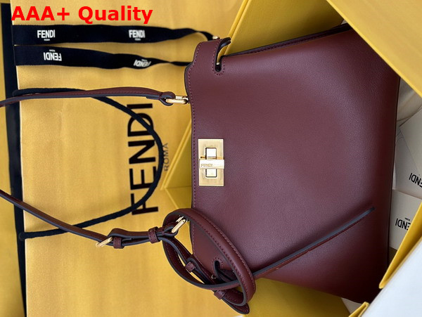 Fendi Peekaboo Soft Small Burgundy Leather Bag Replica
