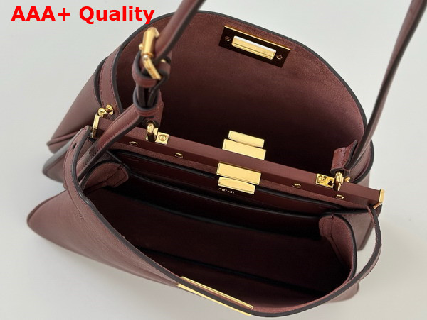 Fendi Peekaboo Soft Small Burgundy Leather Bag Replica