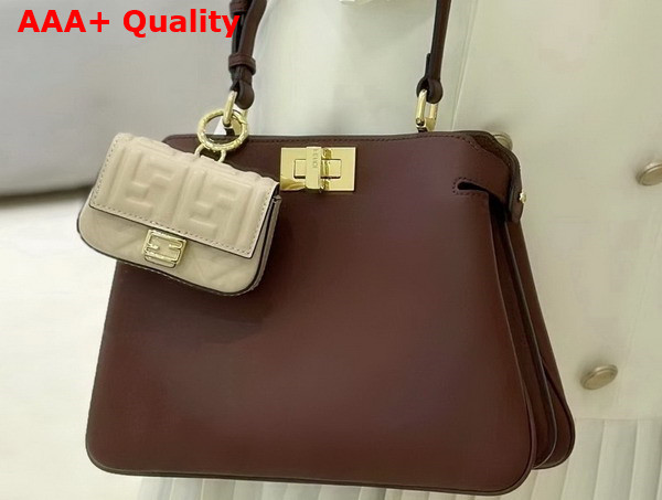 Fendi Peekaboo Soft Small Burgundy Leather Bag Replica