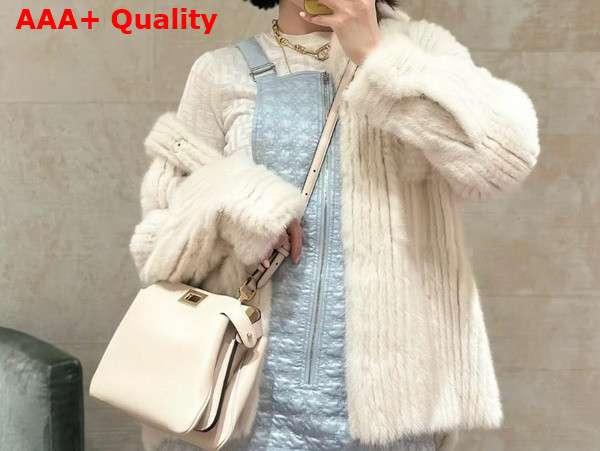 Fendi Peekaboo Soft Small Camellia Leather Bag Replica
