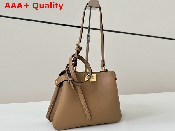 Fendi Peekaboo Soft Small Cappuccino Colored Leather Bag Replica