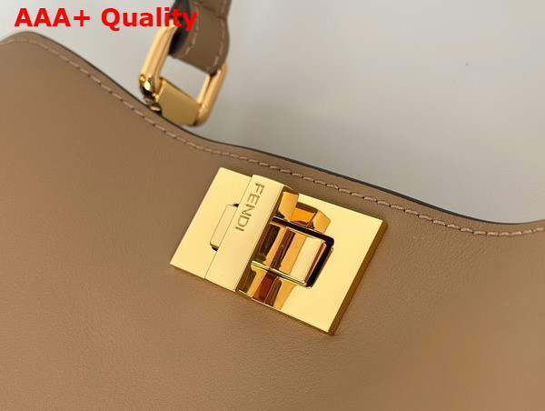 Fendi Peekaboo Soft Small Cappuccino Colored Leather Bag Replica