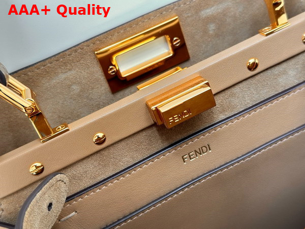 Fendi Peekaboo Soft Small Cappuccino Colored Leather Bag Replica