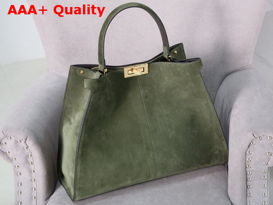 Fendi Peekaboo X Lite Khaki Suede Leather Bag Replica
