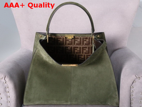 Fendi Peekaboo X Lite Khaki Suede Leather Bag Replica