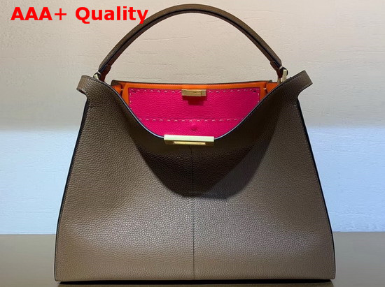 Fendi Peekaboo X Lite Large Handbag in Brown Romano Leather Replica