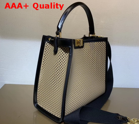 Fendi Peekaboo X Lite Medium Bag in Beige Perforated Calf Leather Replica
