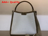 Fendi Peekaboo X Lite Medium Bag in White Perforated Calf Leather Replica