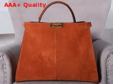 Fendi Peekaboo X Lite Oragne Suede Leather Bag Replica
