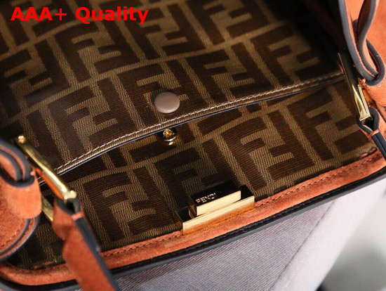 Fendi Peekaboo X Lite Oragne Suede Leather Bag Replica