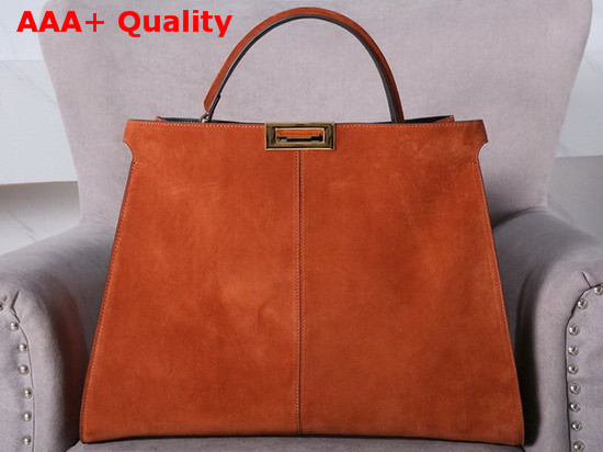 Fendi Peekaboo X Lite Oragne Suede Leather Bag Replica
