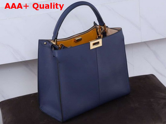 Fendi Peekaboo X Lite Regular Handbag in Blue Calfskin Replica