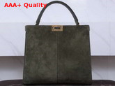 Fendi Peekaboo X Lite Regular Handbag in Khaki Suede Leather Replica