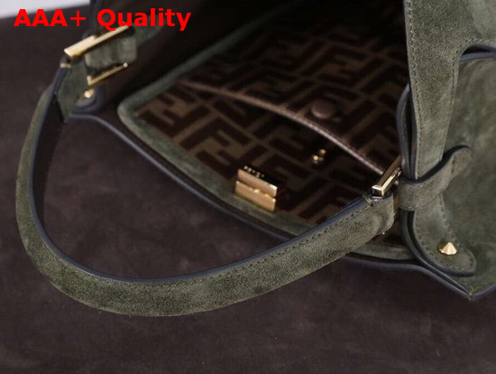 Fendi Peekaboo X Lite Regular Handbag in Khaki Suede Leather Replica