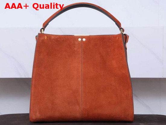 Fendi Peekaboo X Lite Regular Handbag in Orange Suede Leather Replica