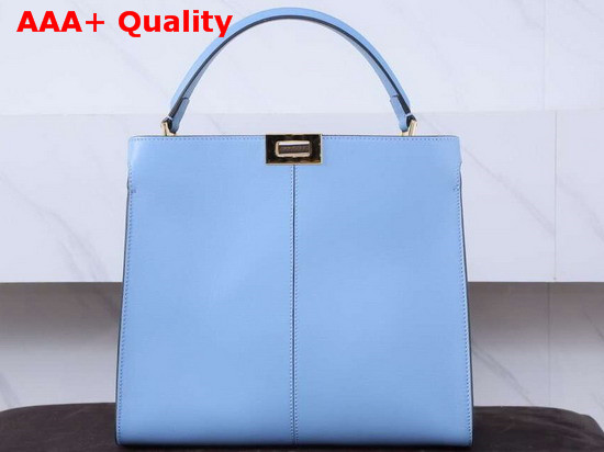 Fendi Peekaboo X Lite Regular Handbag in Pale Blue Calfskin Replica