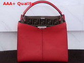 Fendi Peekaboo X Lite Regular Handbag in Red Calfskin Replica