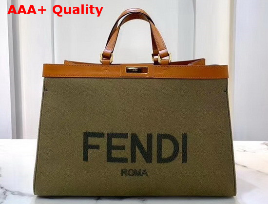 Fendi Peekaboo X Tote Green Canvas Shopper Replica