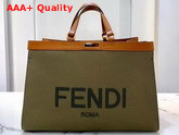 Fendi Peekaboo X Tote Green Canvas Shopper Replica