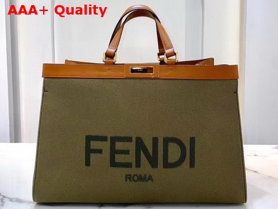 Fendi Peekaboo X Tote Green Canvas Shopper Replica