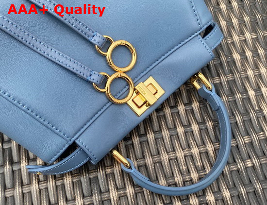 Fendi Peekaboo XS Blue Nappa Leather with Gold Hardwares Replica