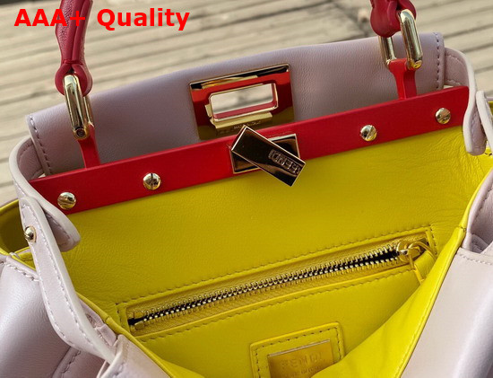 Fendi Peekaboo XS Pink Contrast Red Nappa Leather Replica