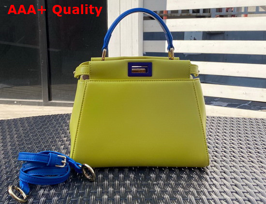 Fendi Peekaboo XS Yellow Contrast Blue Nappa Leather Replica