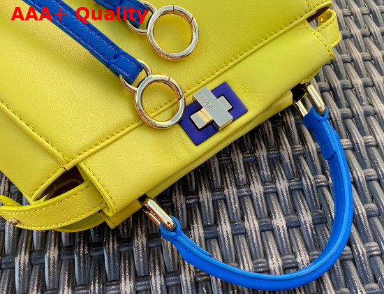 Fendi Peekaboo XS Yellow Contrast Blue Nappa Leather Replica