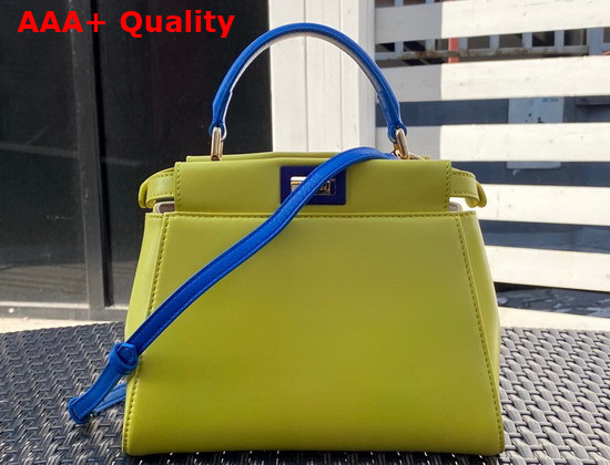 Fendi Peekaboo XS Yellow Contrast Blue Nappa Leather Replica