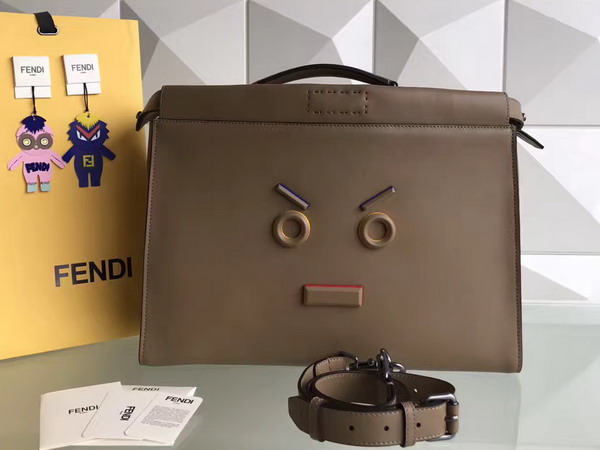 Fendi Peekaboo in Tan Roman Leather with Fendi Face For Sale